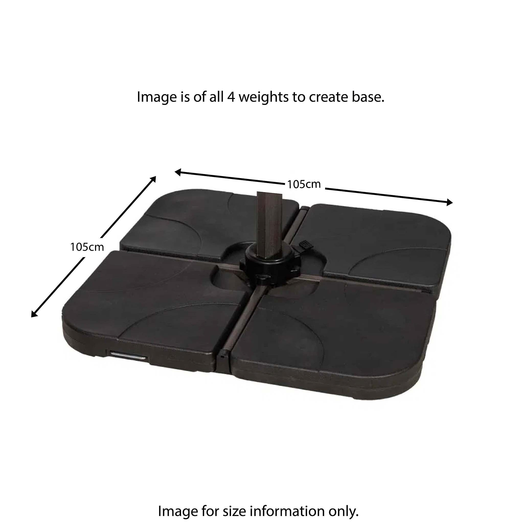 Water Fillable Parasol Base for Cantilever Parasols -  Size Guide