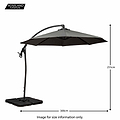 3m Deluxe Pedal Operated Cantilever Parasol - Grey - size guide