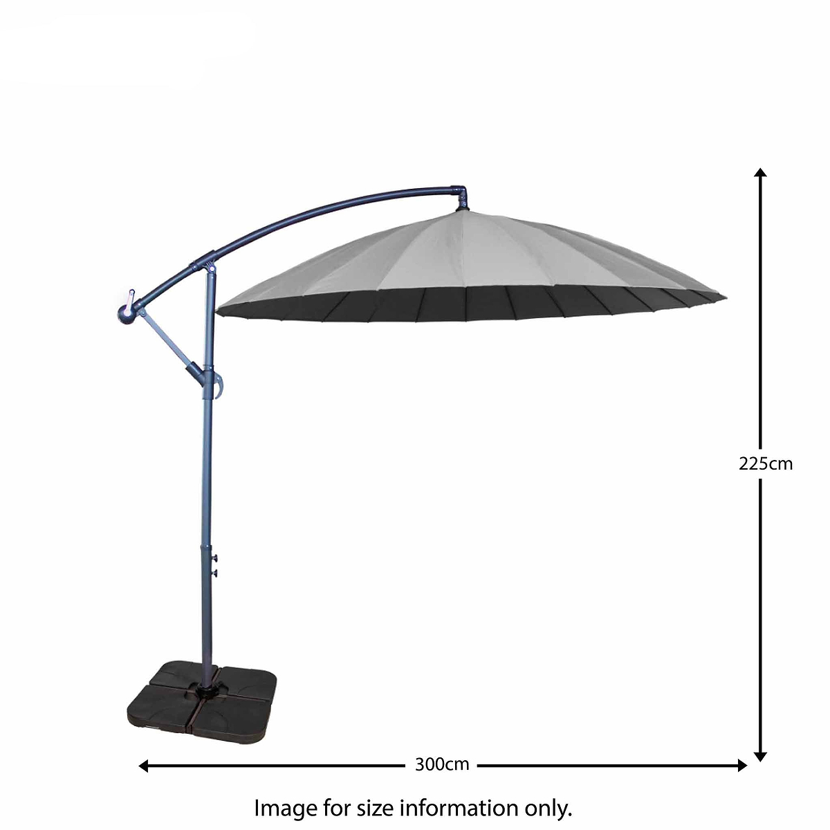 3m Shanghai Cantilever Parasol in Grey - Size Guide