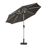 2.7m Grey LED Lit Solar Powered Outdoor Crank and Tilt Garden Parasol