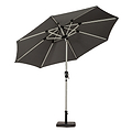 2.7m Grey LED Lit Solar Powered Outdoor Crank and Tilt Garden Umbrella