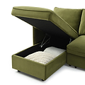 Thalia Olive Green Velvet 3 Seater Corner Chaise Sofa Bed