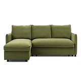 Thalia Olive Green Velvet 3 Seater Corner Chaise Sofa Bed
