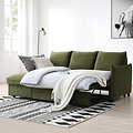 Thalia Olive Green Velvet 3 Seater Corner Chaise Sofa Bed