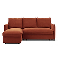 Thalia Burnt Orange Velvet 3 Seater Corner Chaise Sofa Bed