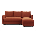 Thalia Burnt Orange Velvet 3 Seater Corner Chaise Sofa Bed