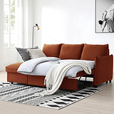 Thalia Burnt Orange Velvet 3 Seater Corner Chaise Sofa Bed