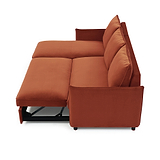 Thalia Burnt Orange Velvet 3 Seater Corner Chaise Sofa Bed