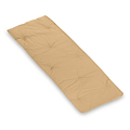 A rectangular beige bench cushion with button tufting is lying flat on a white background.