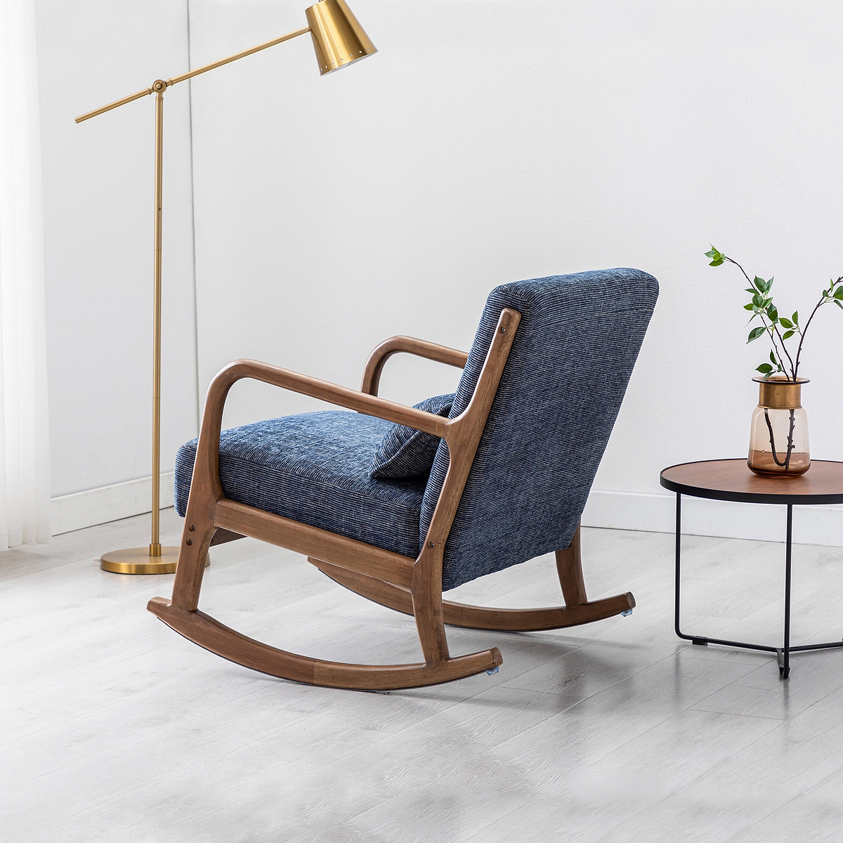 Khali Navy Blue Modern Vintage Rocking Chair for living room