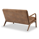 Jacques Brown Ribbed Faux Leather 2 Seater Sofa