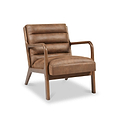 Jacques Brown Ribbed Faux Leather Armchair from Roseland