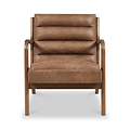Jacques Brown Ribbed Faux Leather Armchair