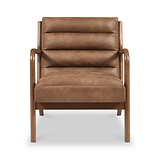 Jacques Brown Ribbed Faux Leather Armchair