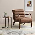 Jacques Brown Ribbed Faux Leather Armchair for living room