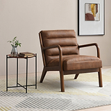 Jacques Brown Ribbed Faux Leather Armchair for living room