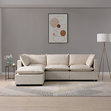 Hampton Natural 3 Seater Boucle Chaise Sofa for living room