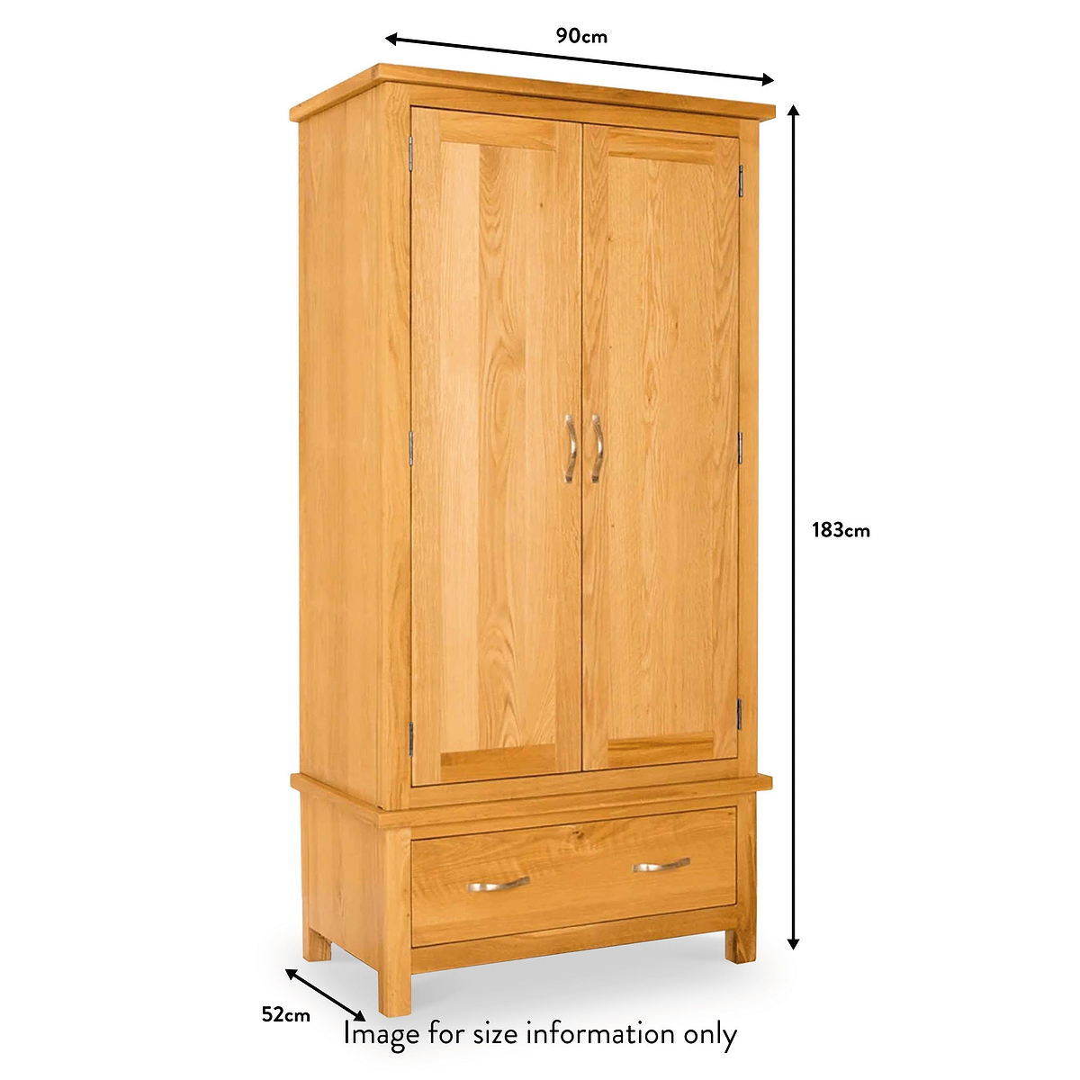 Newlyn Oak Double Wardrobe with Drawer from Roseland