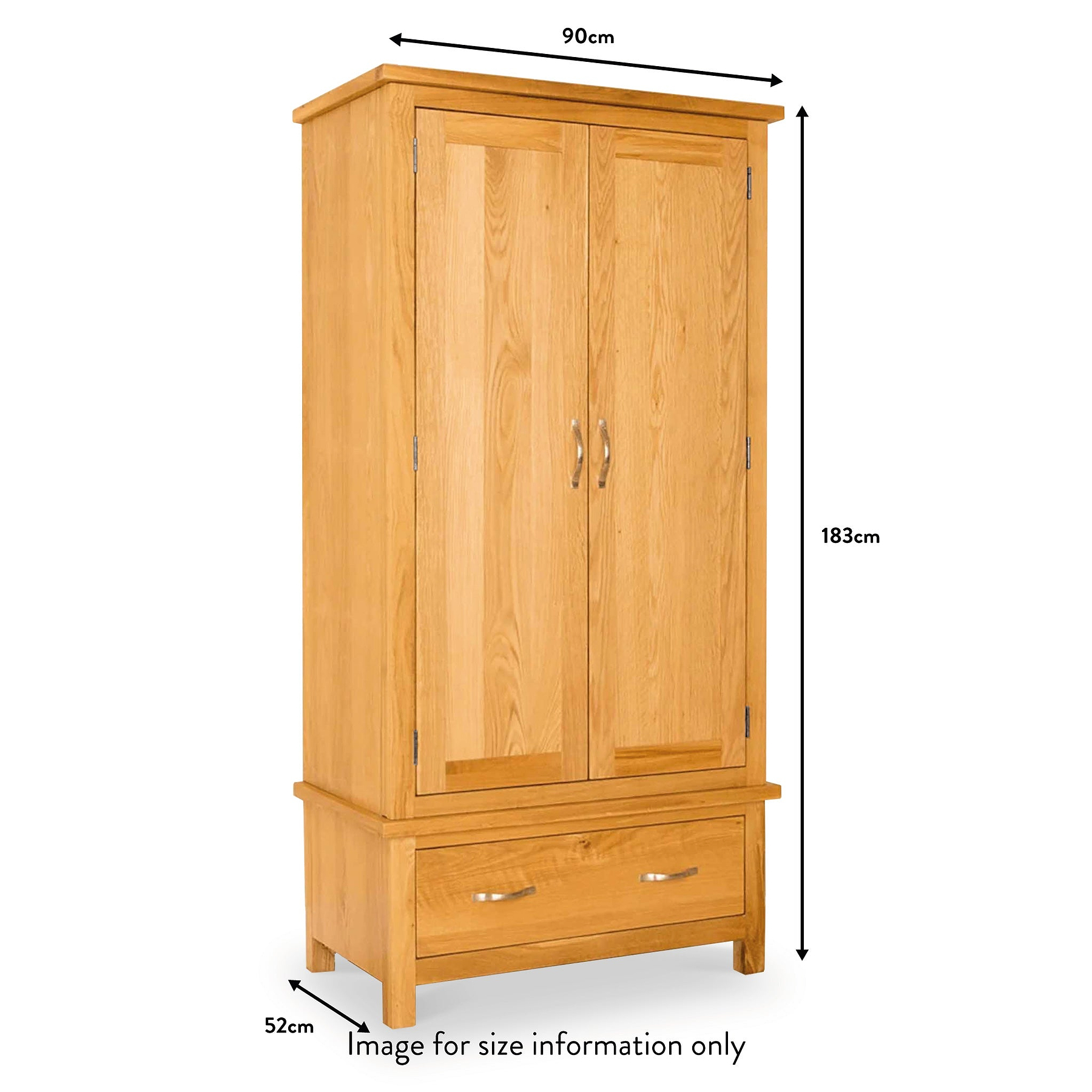 Newlyn Oak Double Wardrobe with Drawer from Roseland