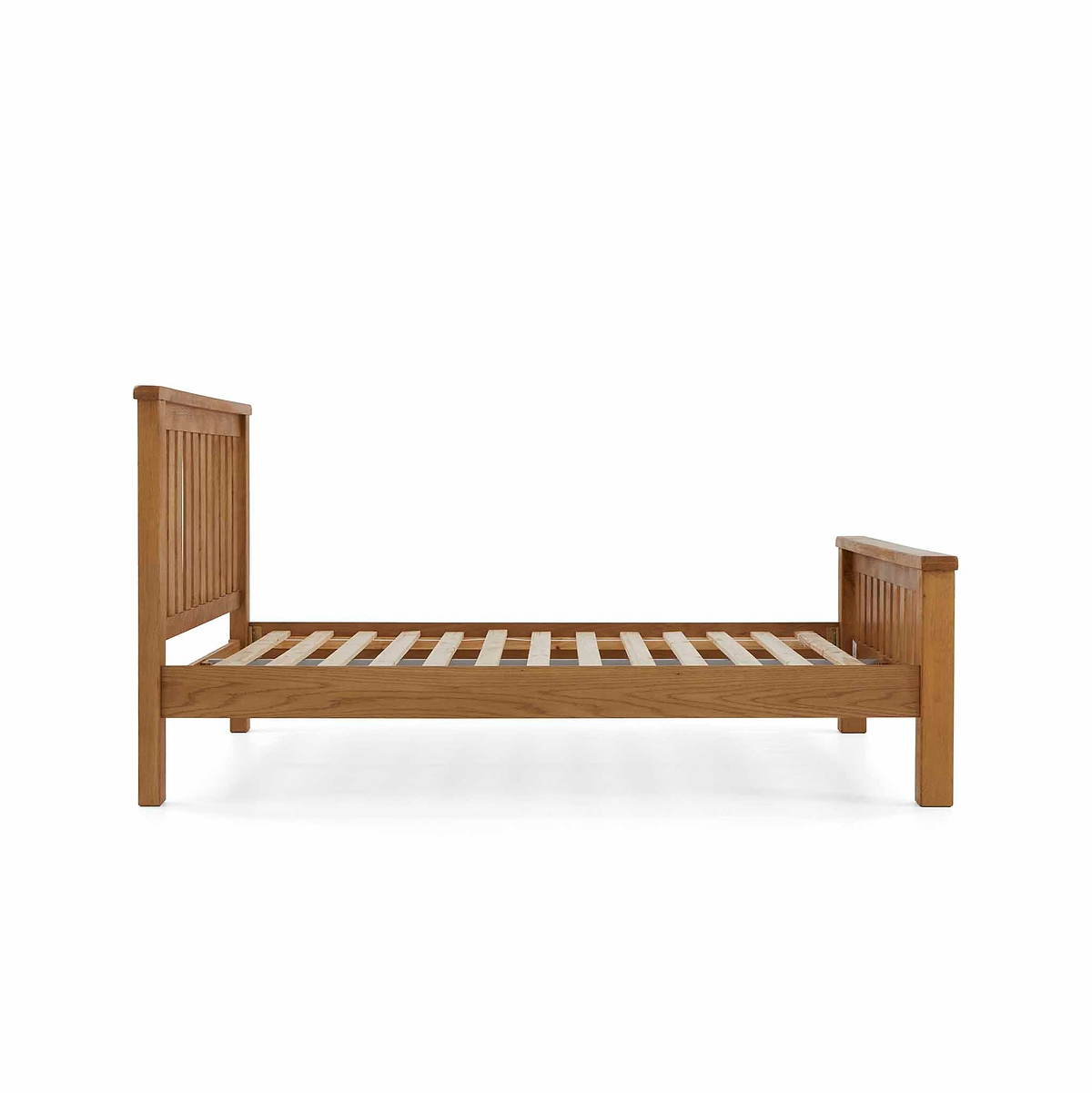 side view of the Zelah Oak 5ft Slatted Bed Frame