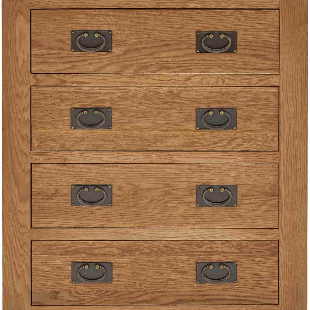Zelah Oak 4 Drawer Chest - Close up of drawer fronts