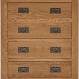 Zelah Oak 4 Drawer Chest - Close up of drawer fronts