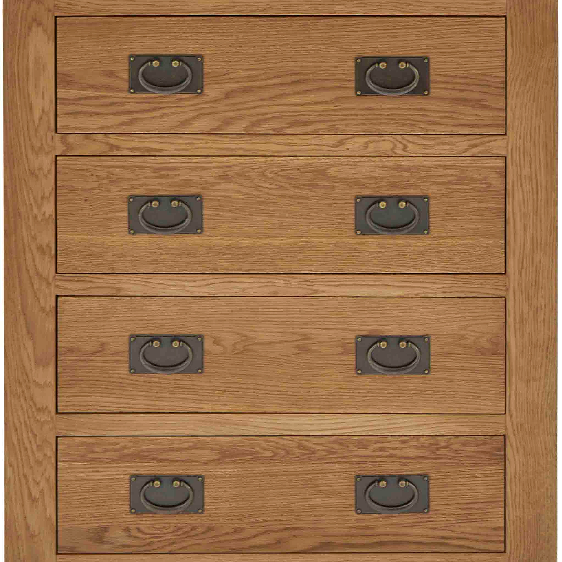 Zelah Oak 4 Drawer Chest - Close up of drawer fronts