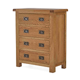 Zelah Oak 4 Drawer Chest - Side view