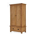 Zelah Oak Double Wardrobe with Drawer - Side view