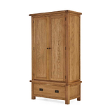 Zelah Oak Double Wardrobe with Drawer - Side view