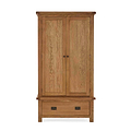 Zelah Oak Double Wardrobe with Drawer - Front on  view