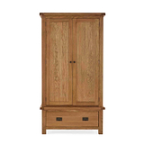 Zelah Oak Double Wardrobe with Drawer - Front on  view