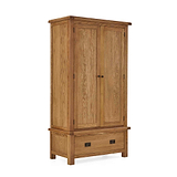 Zelah Oak Double Wardrobe with Drawer by Roseland Furniture