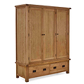 Zelah Oak Triple Wardrobe with Drawers By Roseland Furniture