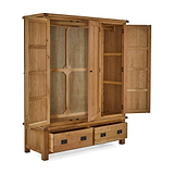 Zelah Oak Triple Wardrobe with Drawers - With wardrobe and drawers open