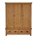 Zelah Oak Triple Wardrobe with Drawers - Front view