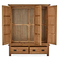 Zelah Oak Triple Wardrobe with Drawers - Front view with doors and drawers open
