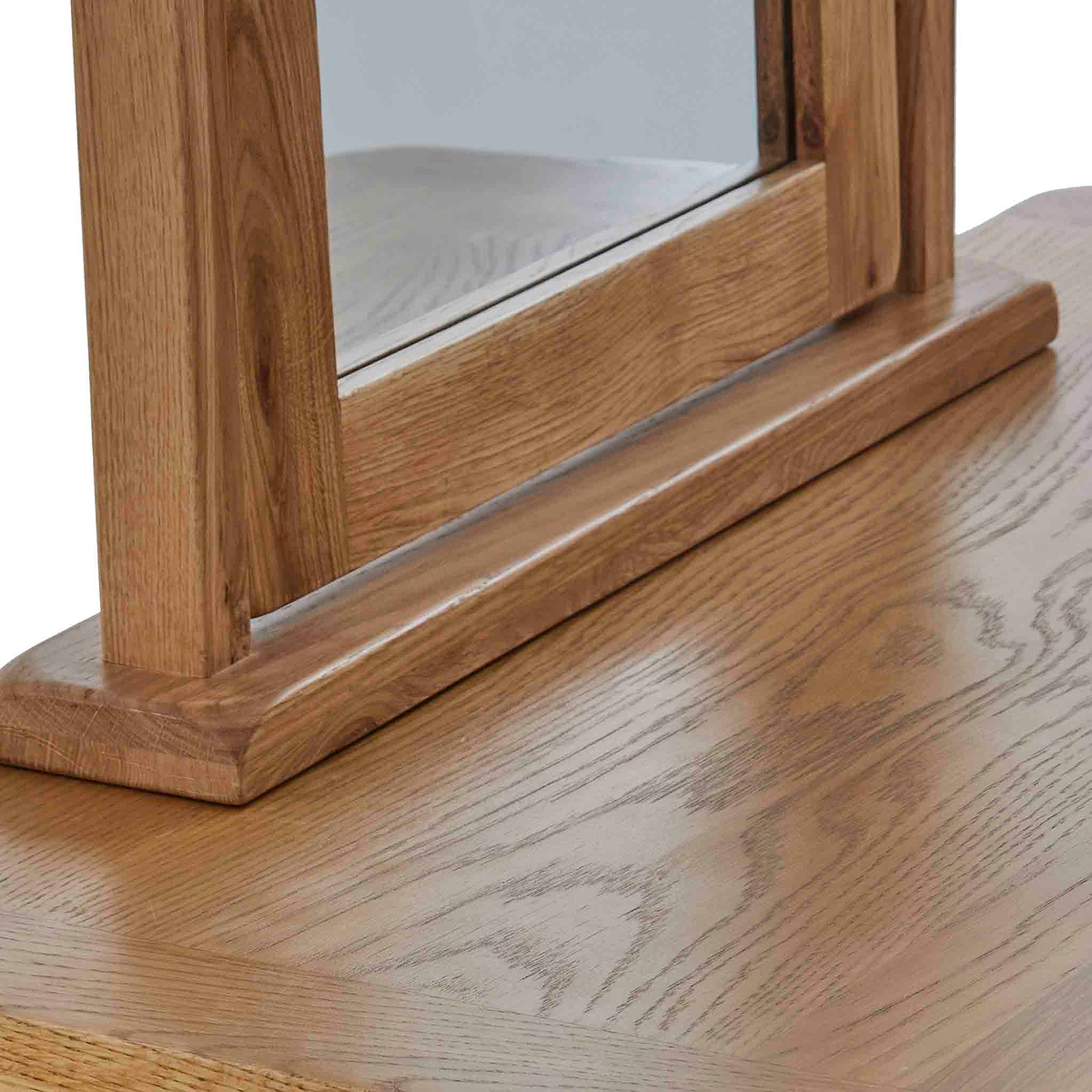 Zelah Oak Vanity Mirror - Base of mirror when sat on Zelah Dressing table
