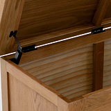 Zelah Oak Blanket Box - Close up of hinges
