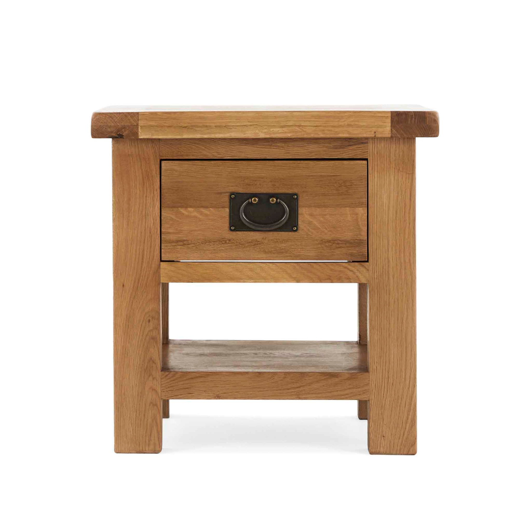 Zelah Oak Lamp Table with Drawer - Front view