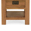 Zelah Oak Lamp Table with Drawer - Close up of lower shelf and legs