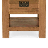 Zelah Oak Lamp Table with Drawer - Close up of lower shelf and legs