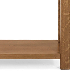 Zelah Oak Console Table - Close up of lower shelf and legs
