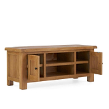 Zelah Oak 120cm TV Stand - Side view with doors opening