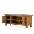Zelah Oak 120cm TV Stand - Side view with doors opening