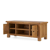 Zelah Oak 120cm TV Stand - Side view with doors opening