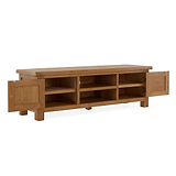 Zelah Oak 150cm TV Stand - Side view with doors opening