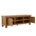 Zelah Oak 150cm TV Stand - Side view with doors opening