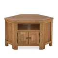 Zelah Oak Corner TV Stand - Front view showing top