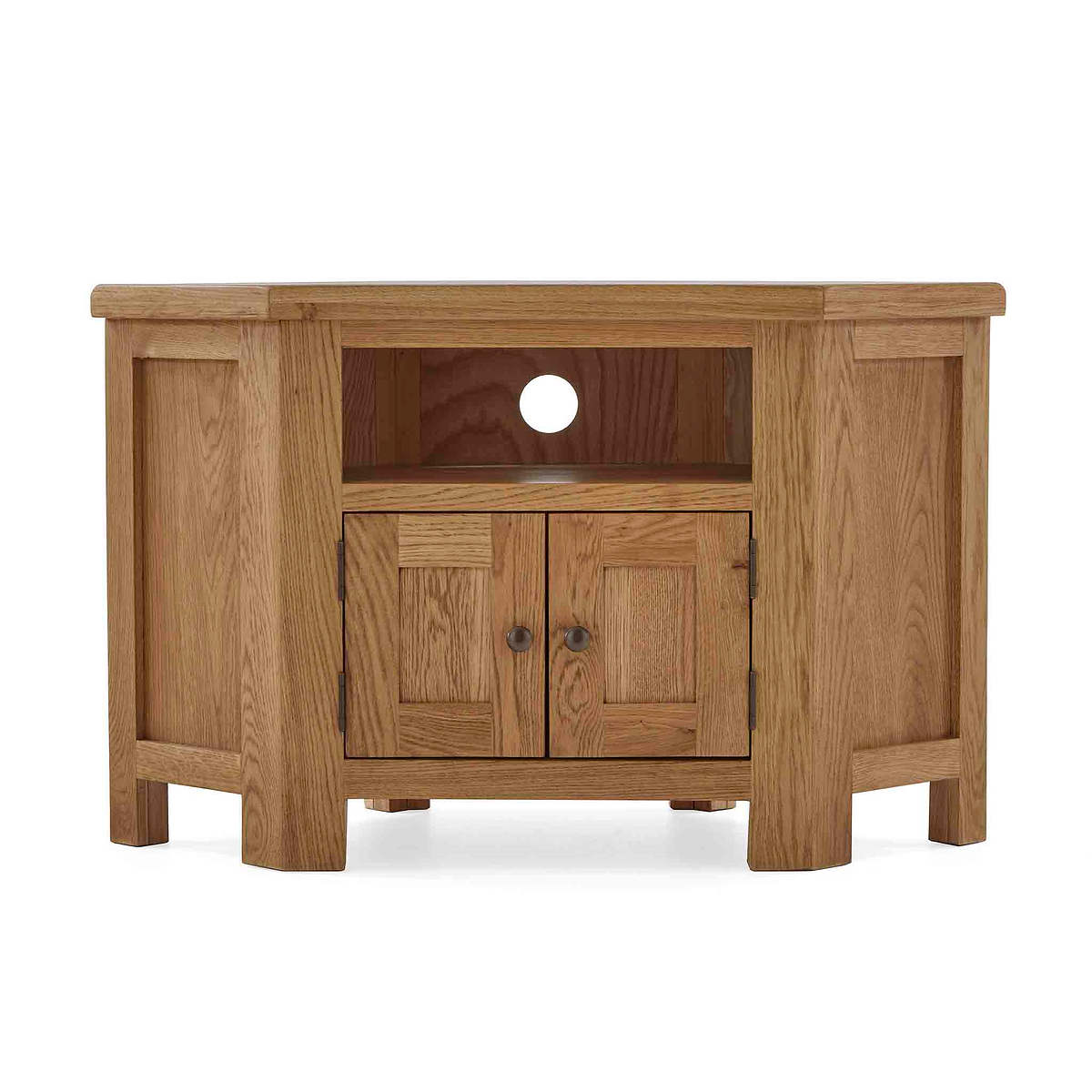 Zelah Oak Corner TV Stand - Front view